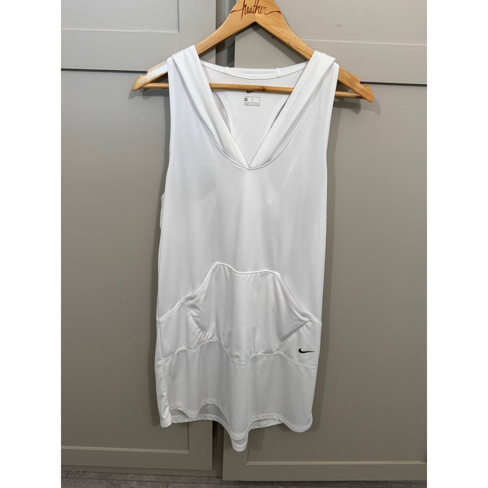 Nike athletic Womens Sleeveless Hooded cover up Dress White Racerback